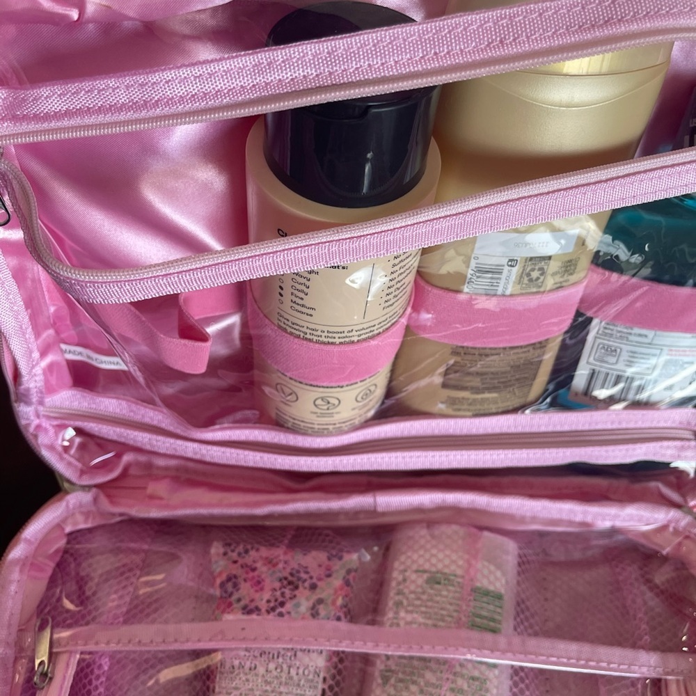 POPPIN10 (50 Available) DISCOUNT) Pink Cosmetic Bag Hanging Toiletry Makeup Bag - Picture 6 of 11